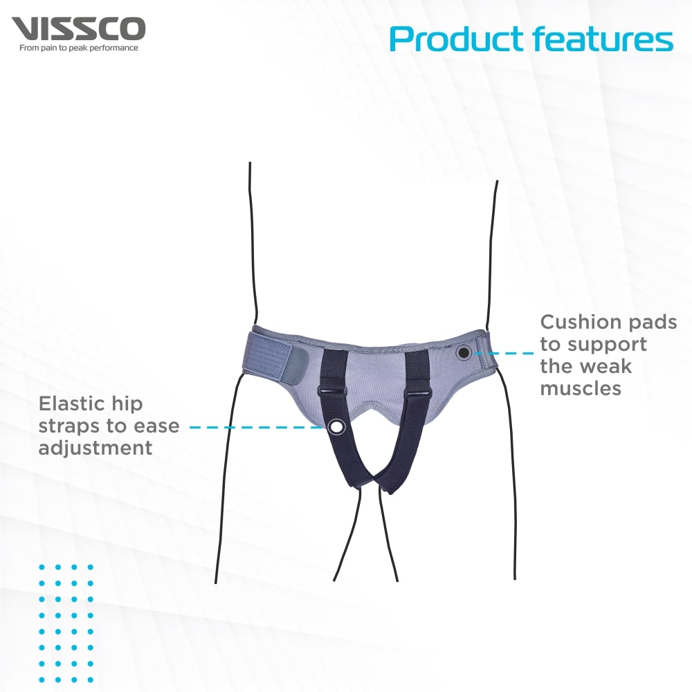 Hernia Belt with Double Pad | Support for Herniated Muscles (Grey)