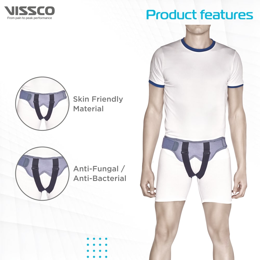 Hernia Belt with Double Pad | Support for Herniated Muscles (Grey)
