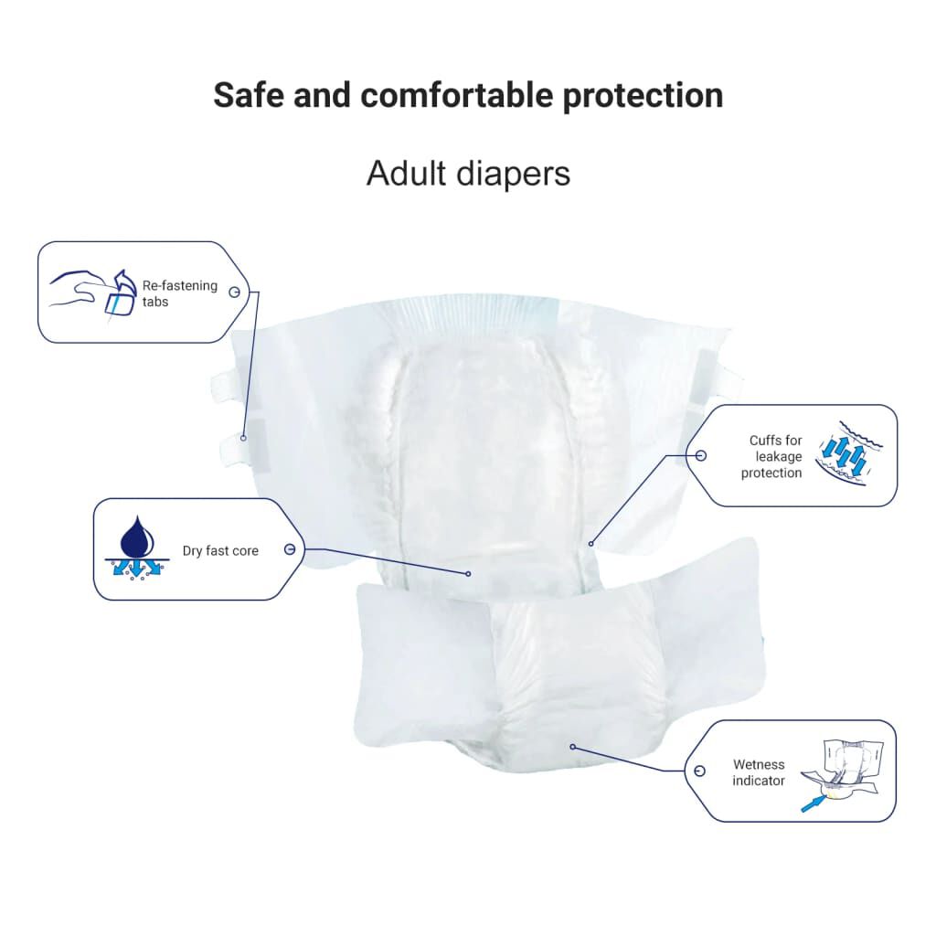 Flufsan Adult Diapers Medium Poly Backed - Packet of 15 Pcs