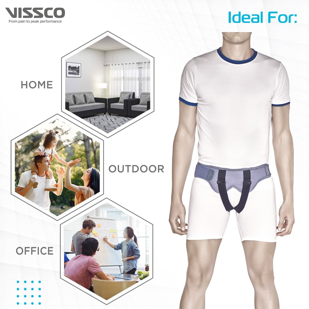 Hernia Belt with Double Pad | Support for Herniated Muscles (Grey)