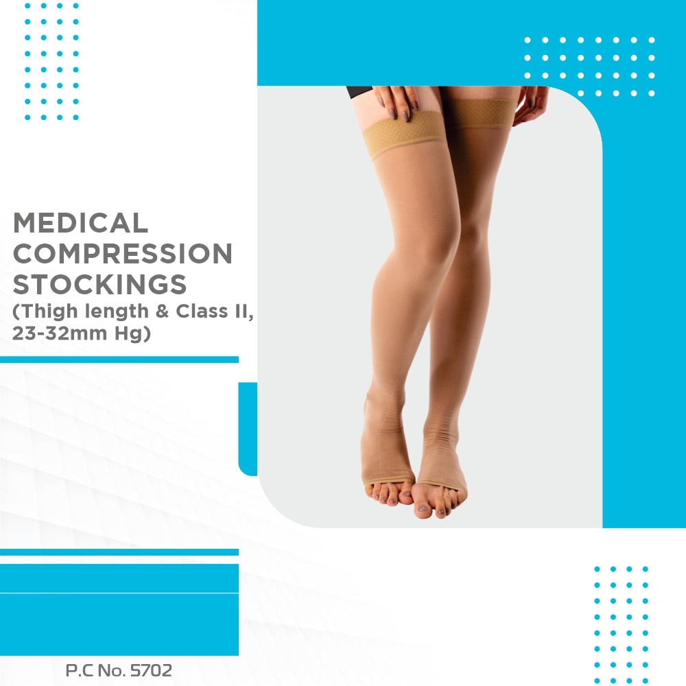 Medical Compression Thigh Length – Class 2 | Improves Circulation & Relieves Swollen Legs (Beige)
