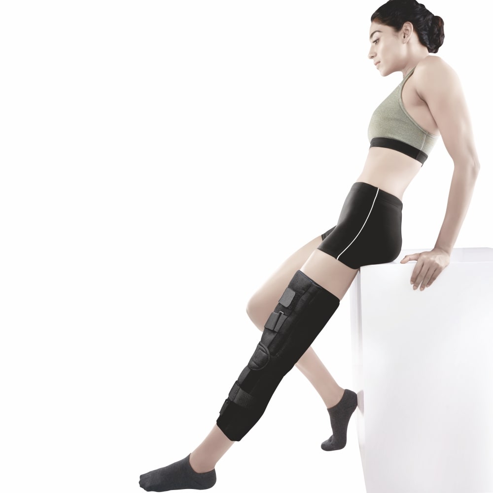 Knee Stabler Brace (19″) | Firm Support & Knee Stabilization with Metal Supports | Black