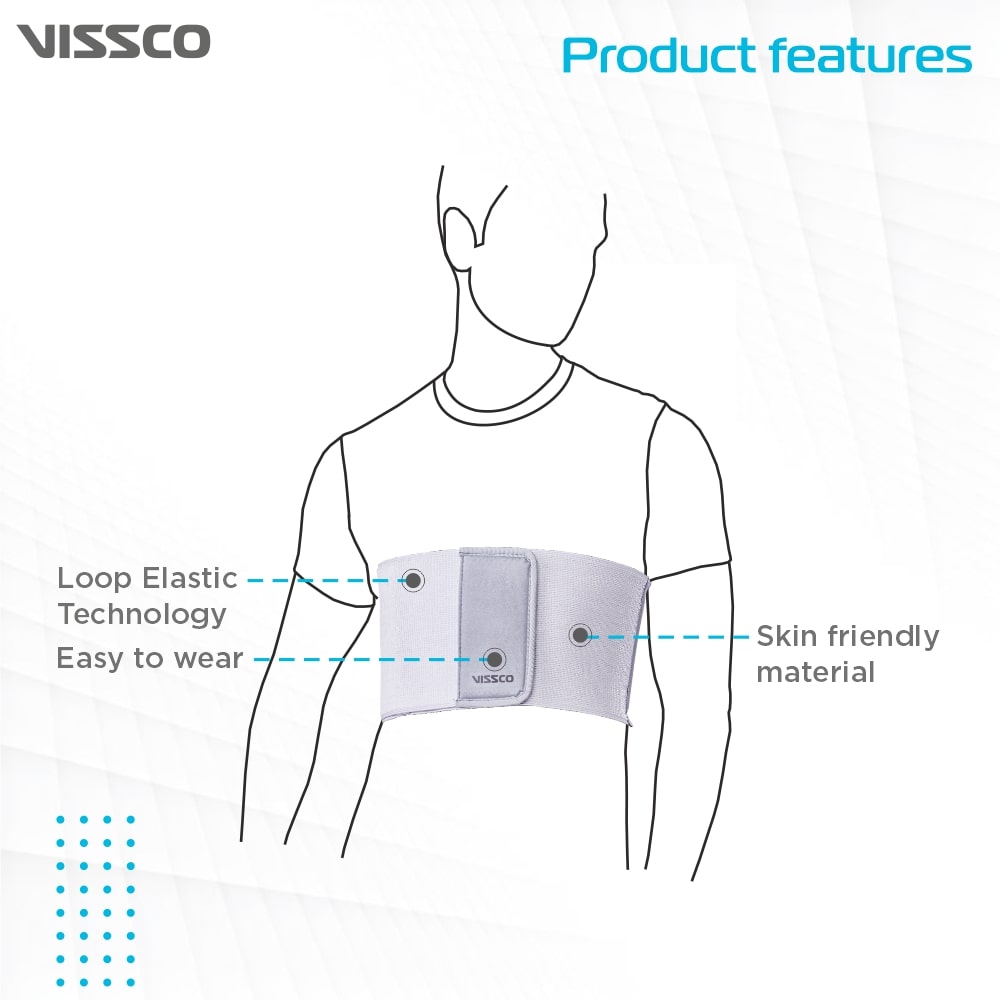 Rib Belt | Moderate Support for Rib Injuries & Normal Respiration (Grey)