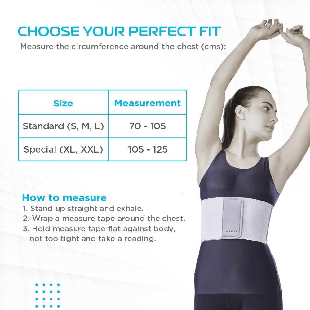 Rib Belt | Moderate Support for Rib Injuries & Normal Respiration (Grey)