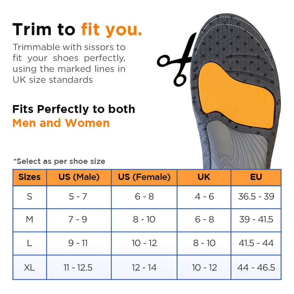 Footsol High Arch Shoe Insoles - Arch Support & Pain Relief