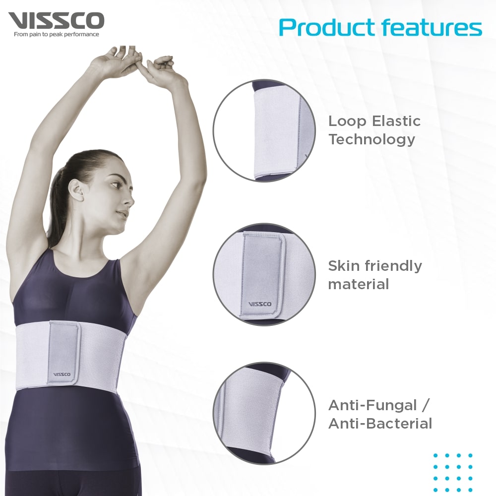 Rib Belt | Moderate Support for Rib Injuries & Normal Respiration (Grey)