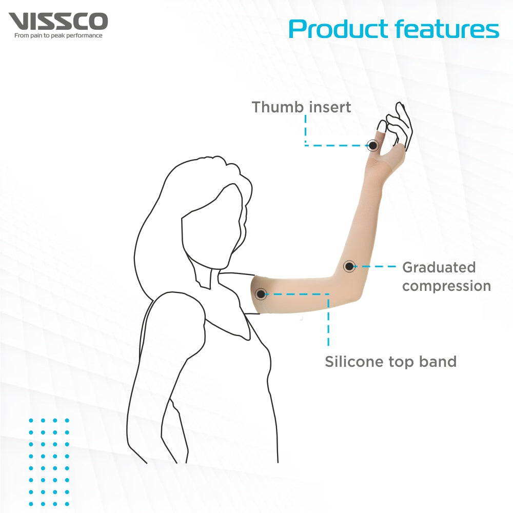 Lymphoedema Compression Arm Sleeve (Small, Beige)