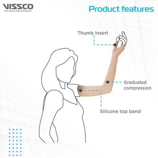 Lymphoedema Compression Arm Sleeve (Small, Beige)
