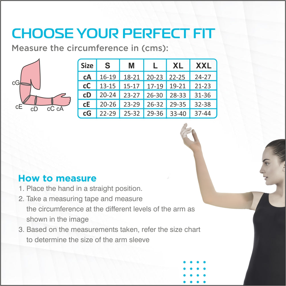 Lymphoedema Compression Arm Sleeve (Small, Beige)