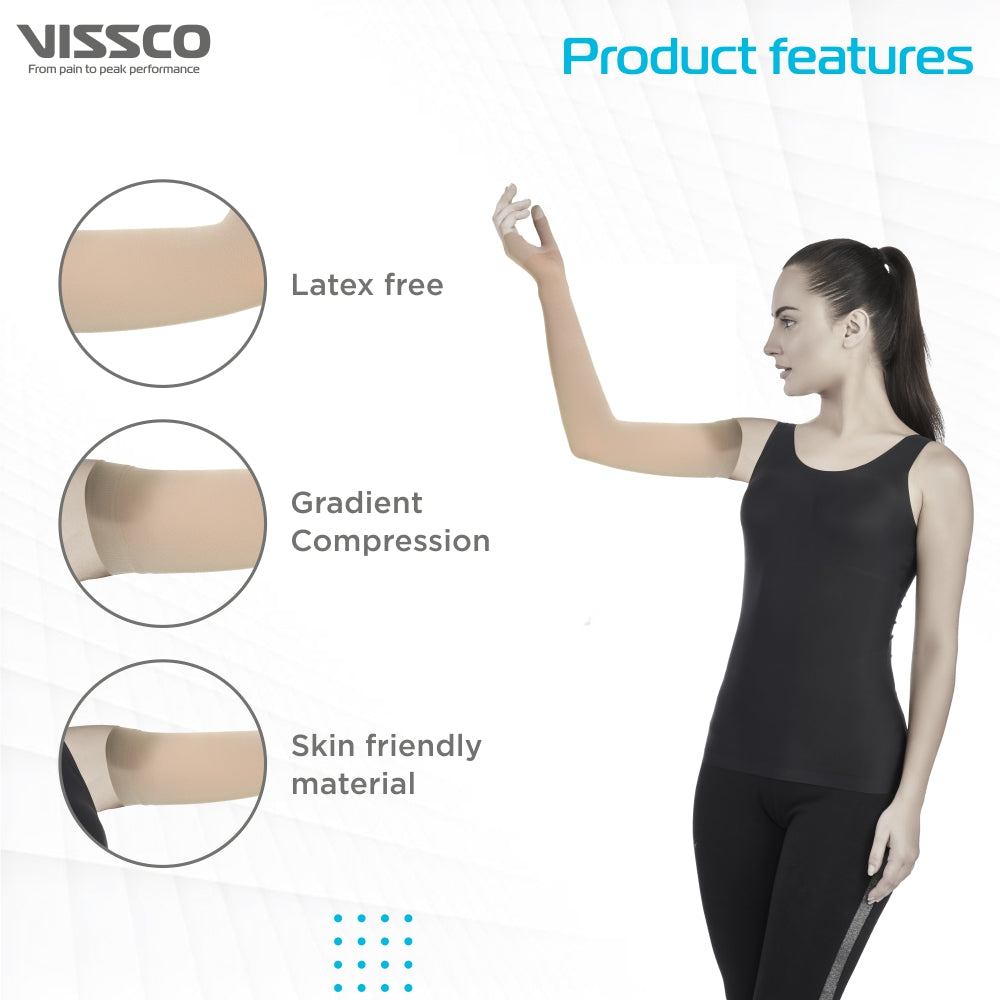 Lymphoedema Compression Arm Sleeve (Small, Beige)