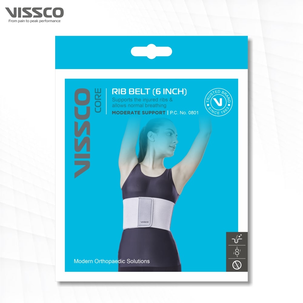 Rib Belt | Moderate Support for Rib Injuries & Normal Respiration (Grey)