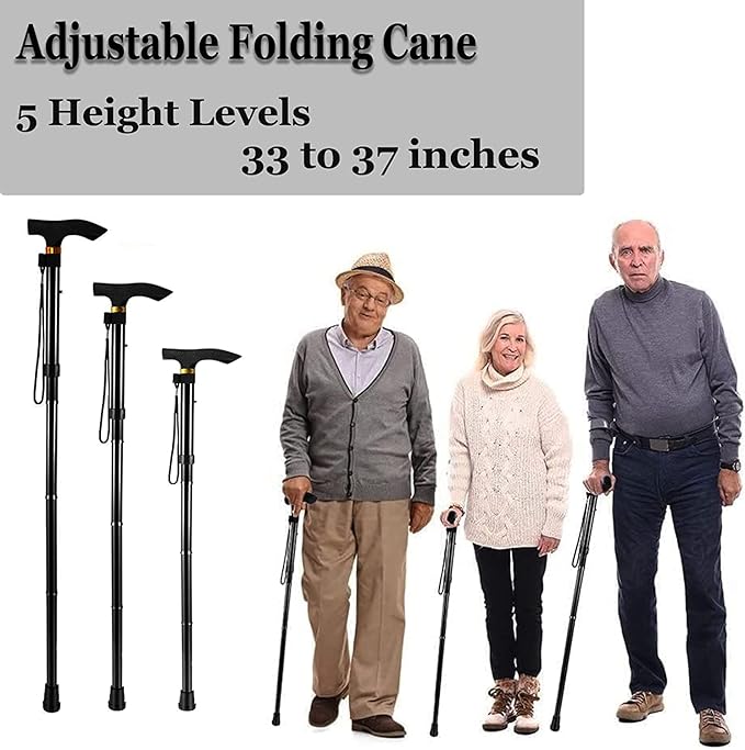 Foldable Black Walking Stick