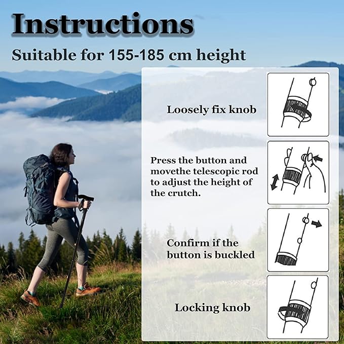 Foldable Black Walking Stick