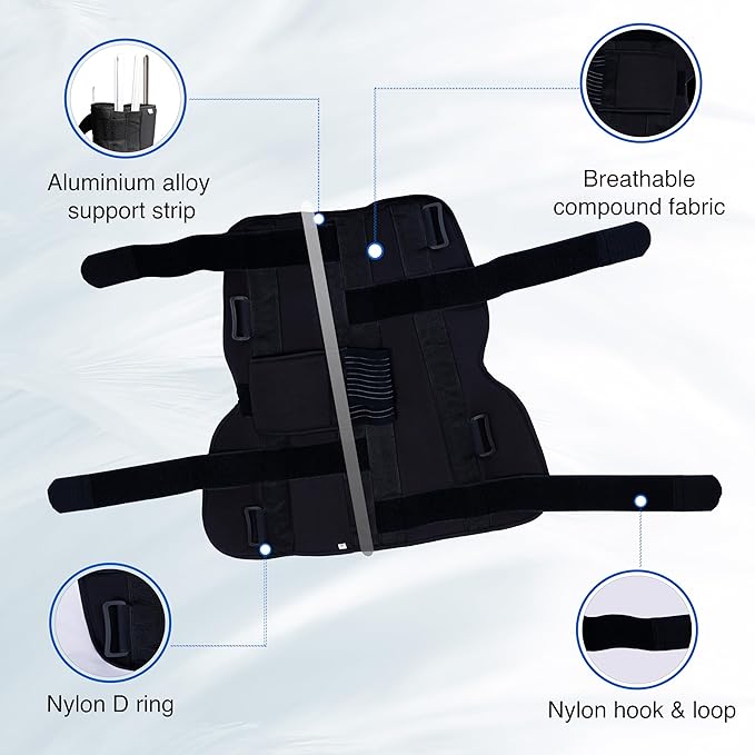 Knee Stabler Brace (19″) | Firm Support & Knee Stabilization with Metal Supports | Black