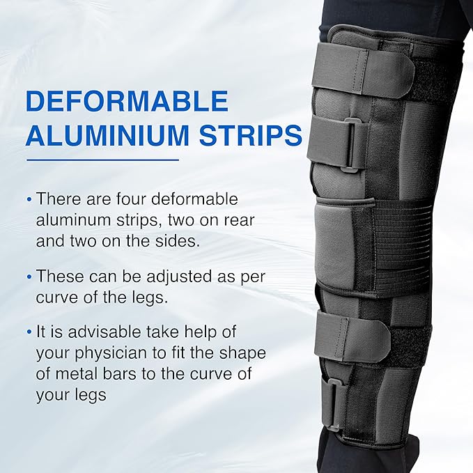 Knee Stabler Brace (19″) | Firm Support & Knee Stabilization with Metal Supports | Black