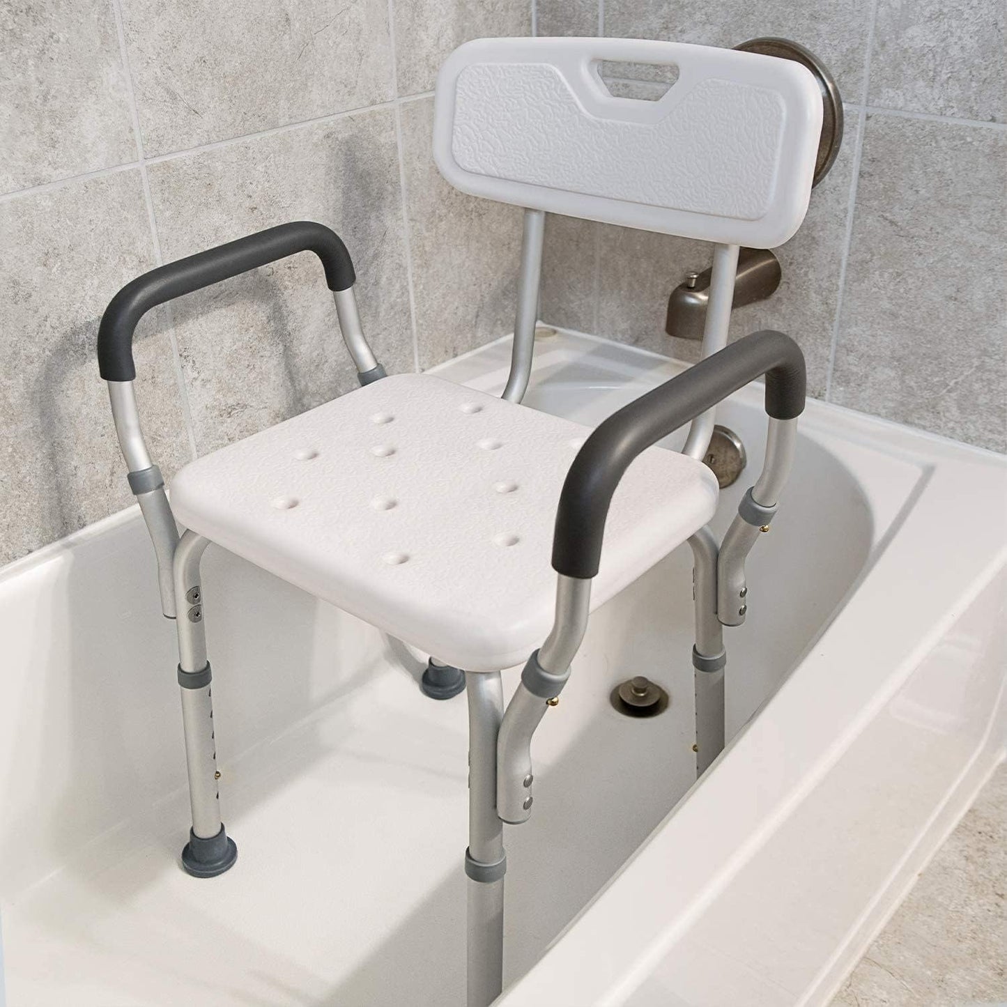 Shower Chair with Detachable Arm Rest & Height Adjustable