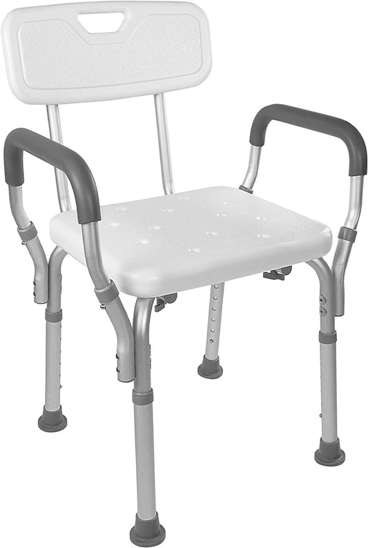 Shower Chair with Detachable Arm Rest & Height Adjustable