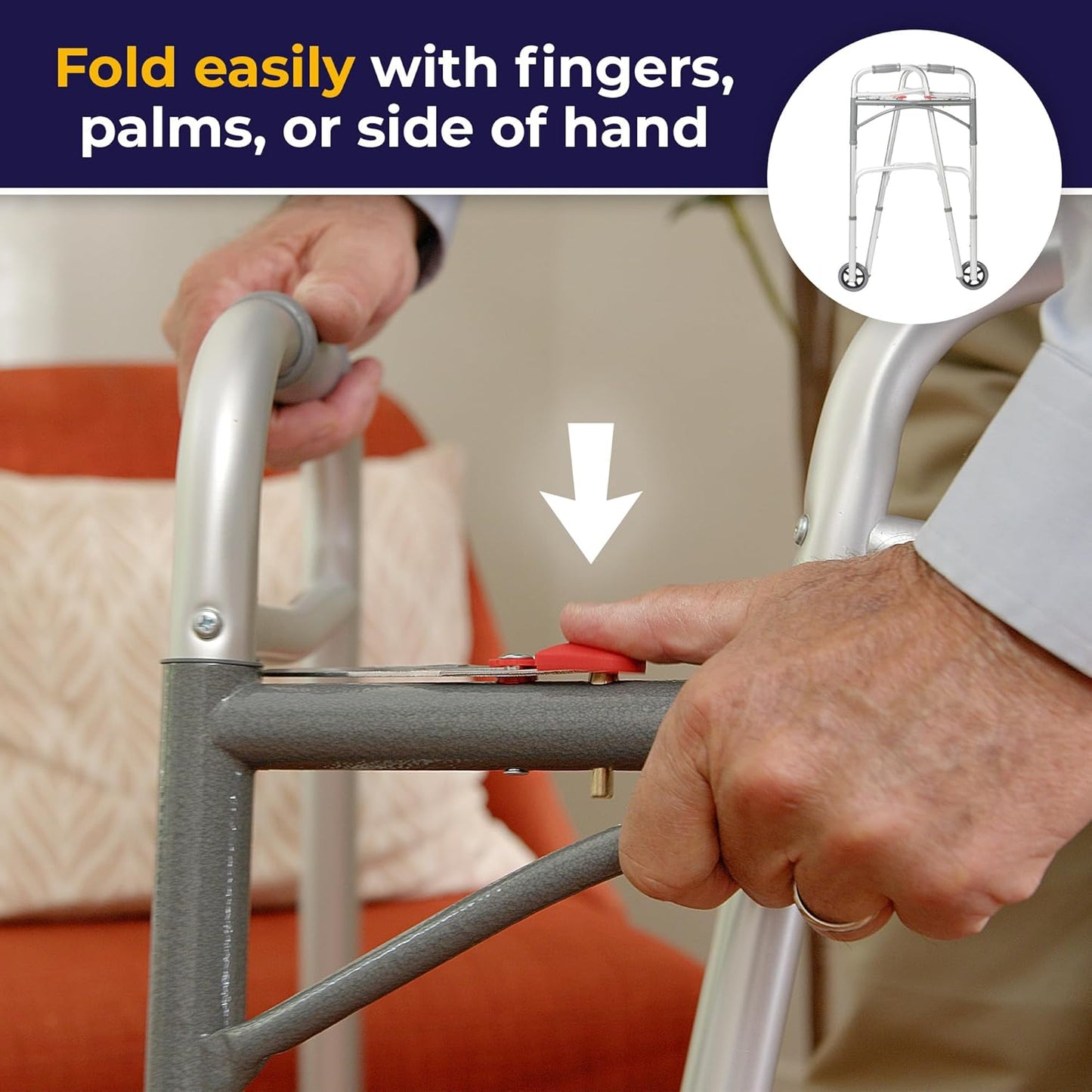 Lightweight Walker for Seniors Foldable with Front Wheels