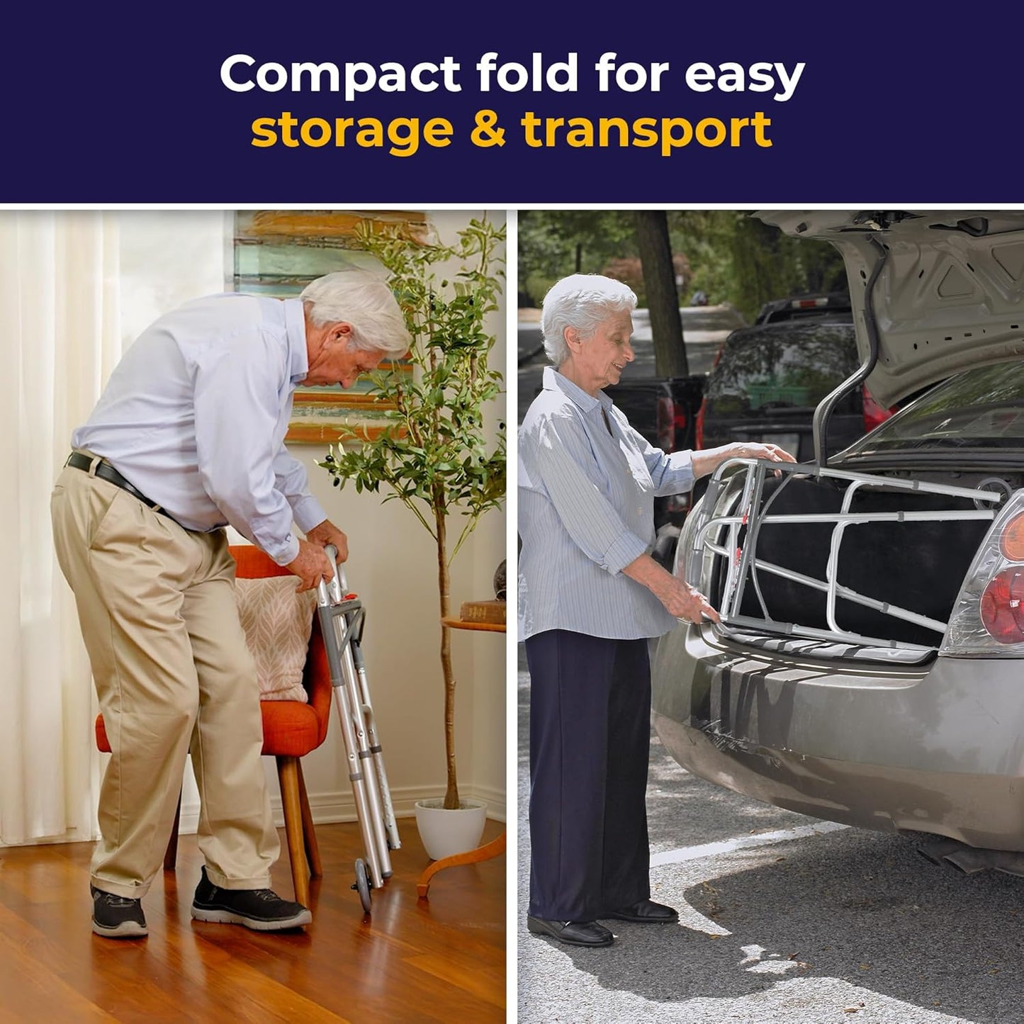 Lightweight Walker for Seniors Foldable with Front Wheels