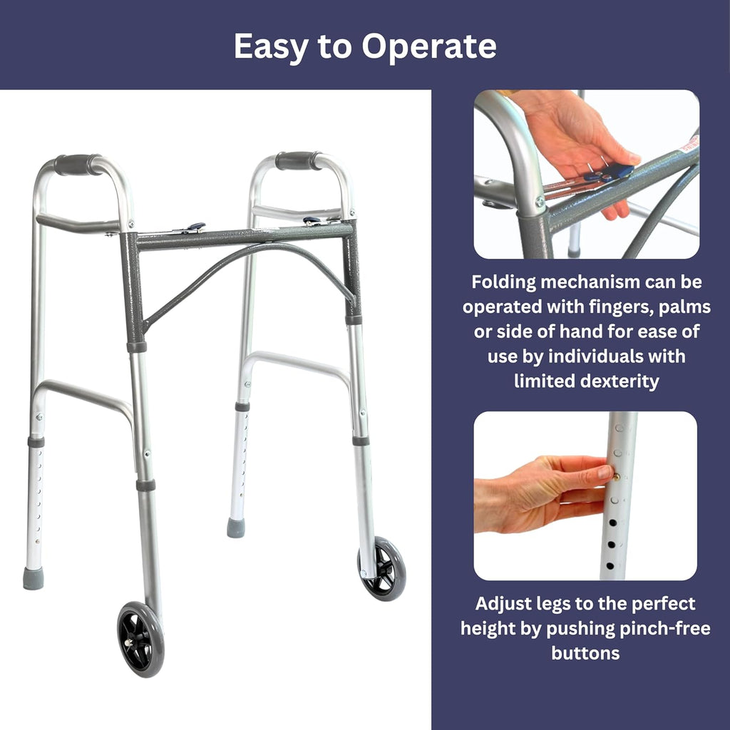 Lightweight Walker for Seniors Foldable with Front Wheels