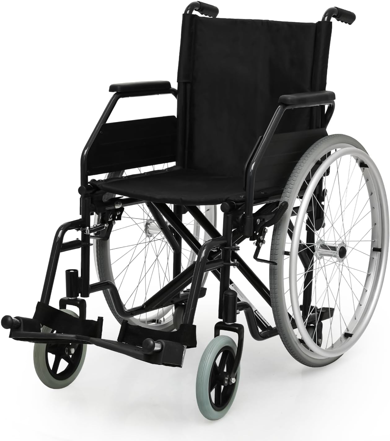 Light Wheelchair Self Propelling, Foldable Arm Rest & Foot Rest -Black & Silver Seat Width 50 Cm Weight Capacity 110kg 36172