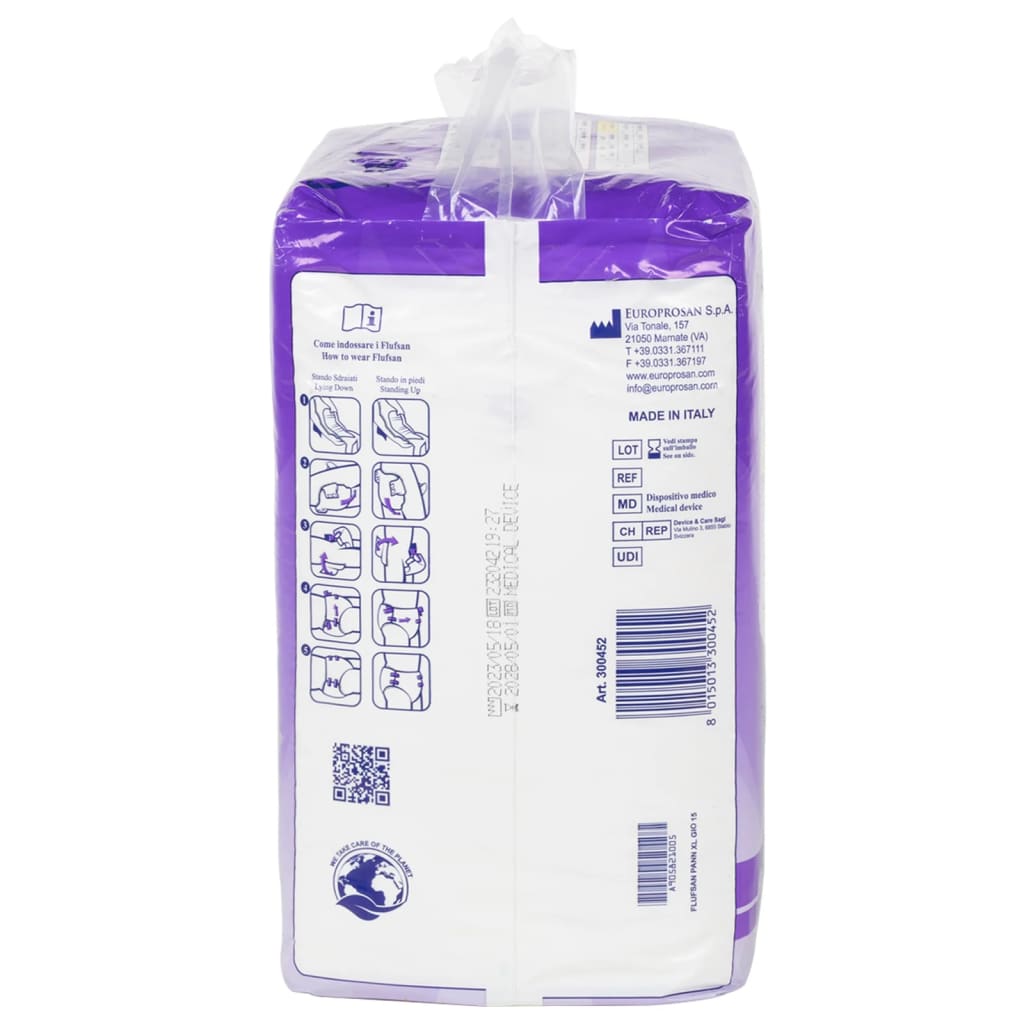 Flufsan Adult Diapers X-Large Poly Backed - Packet of 15 Pcs