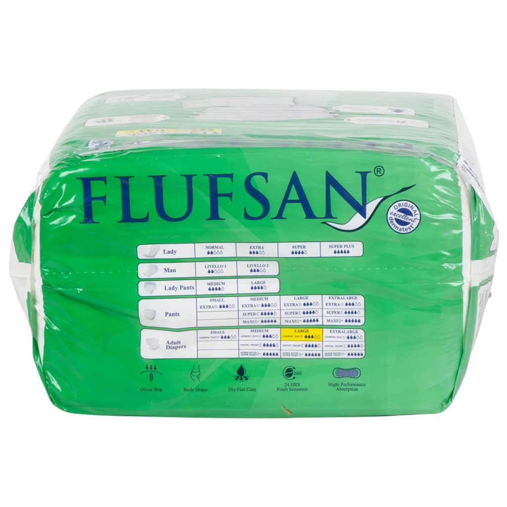 Flufsan Adult Diapers Large Poly Backed - Packet of 15 Pcs