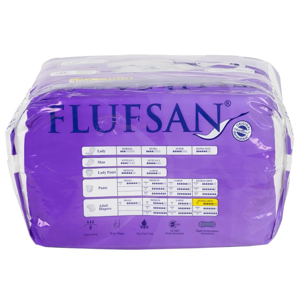 Flufsan Adult Diapers X-Large Poly Backed - Packet of 15 Pcs