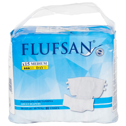 Flufsan Adult Diapers Medium Poly Backed - Packet of 15 Pcs