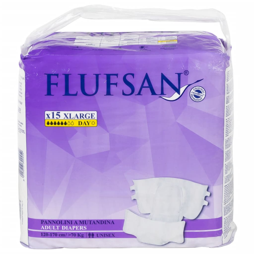 Flufsan Adult Diapers X-Large Poly Backed - Packet of 15 Pcs