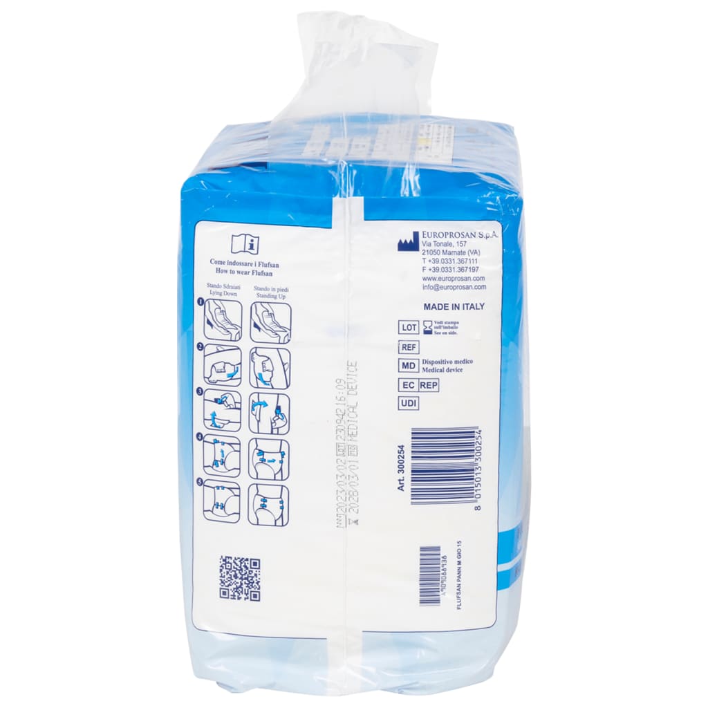 Flufsan Adult Diapers Medium Poly Backed - Packet of 15 Pcs